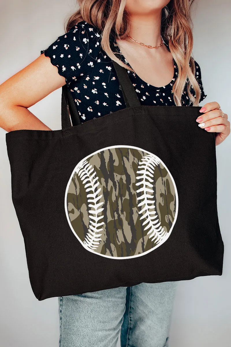 Camo Baseball Canvas Jumbo Tote