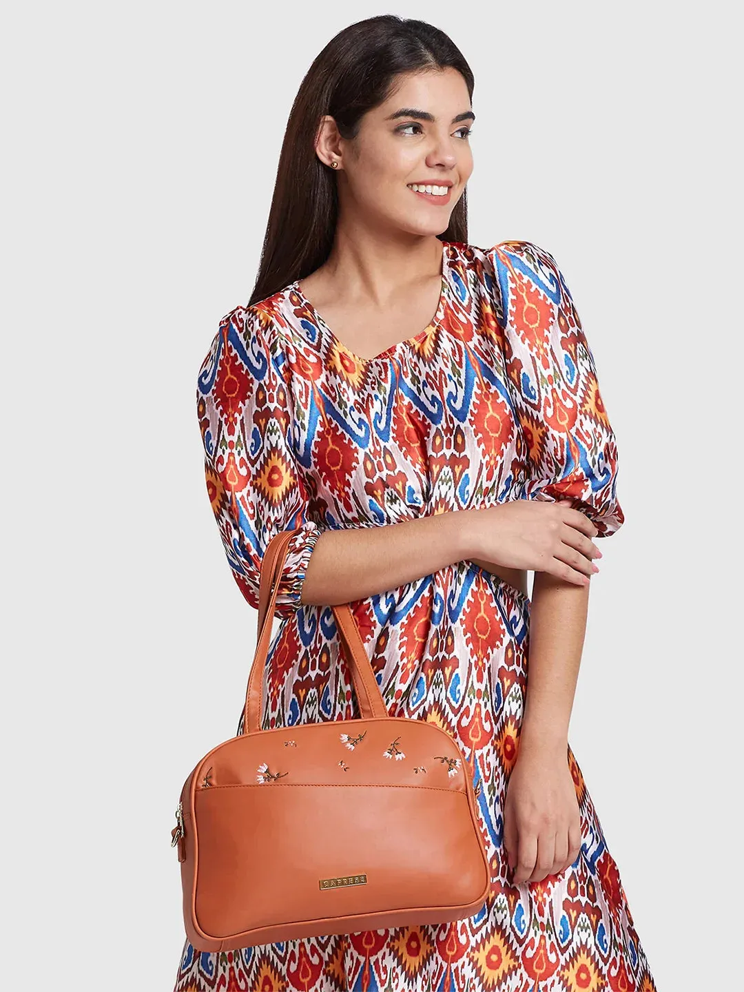 Caprese Adah Large Tan Satchel Bag