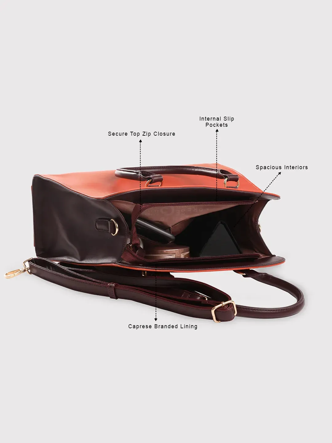 Caprese Foxy Large Terra Satchel Bag