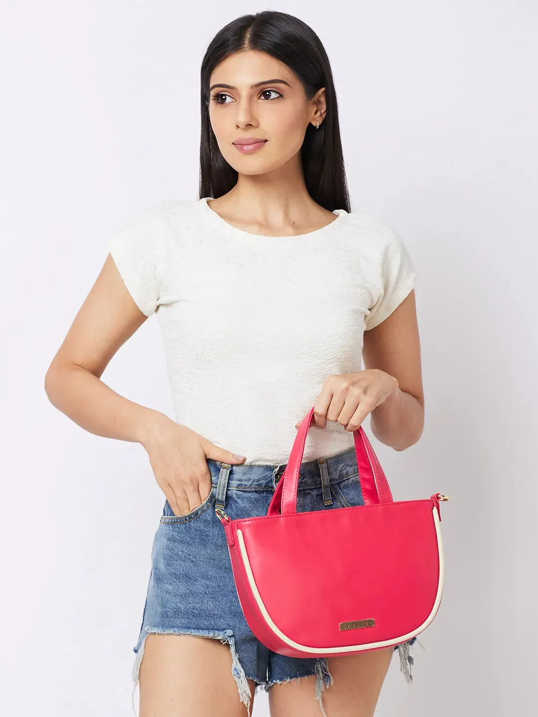 Caprese Gracie Medium Magenta Satchel Bag