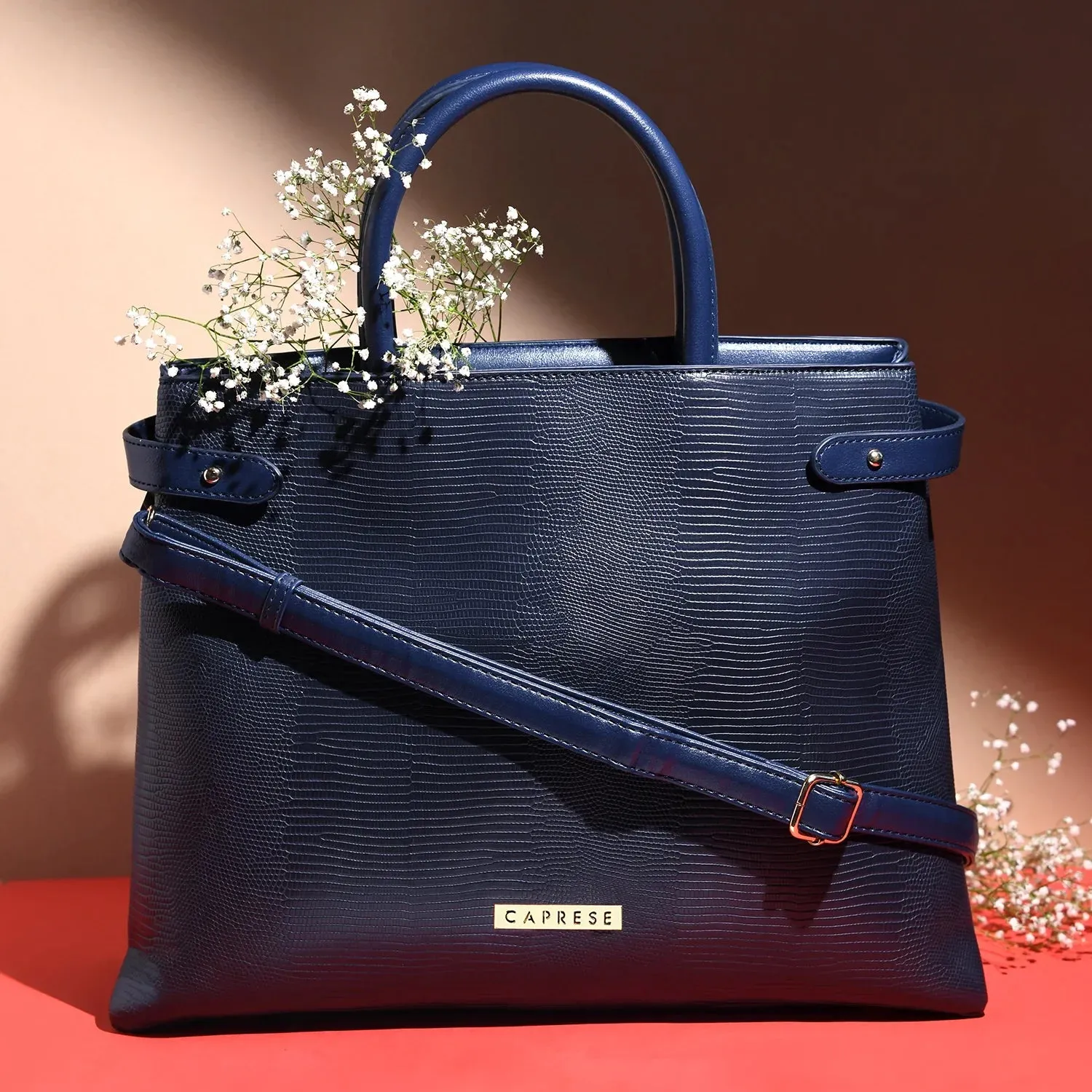 Caprese Izabella Large Navy Satchel Bag