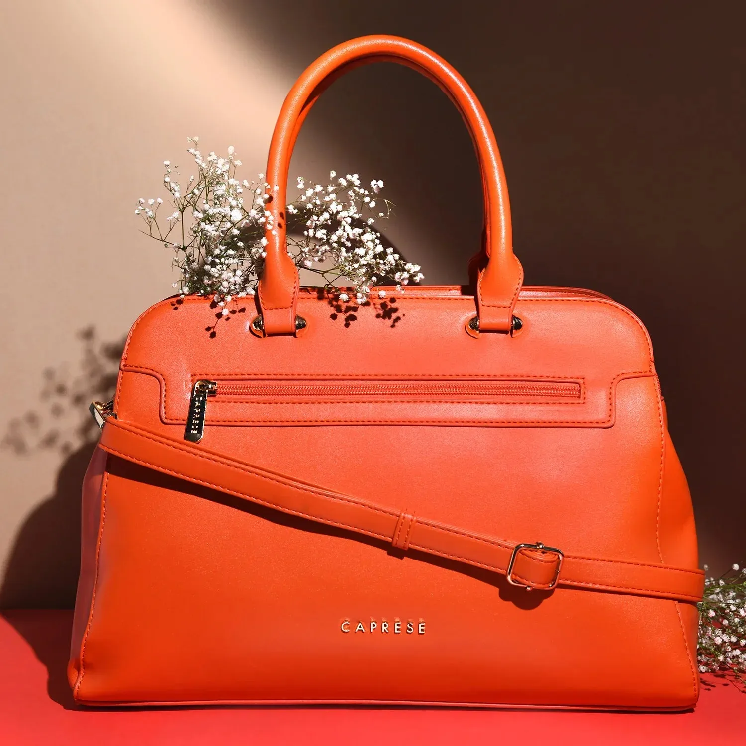 Caprese Kiara Large Orange Satchel Bag