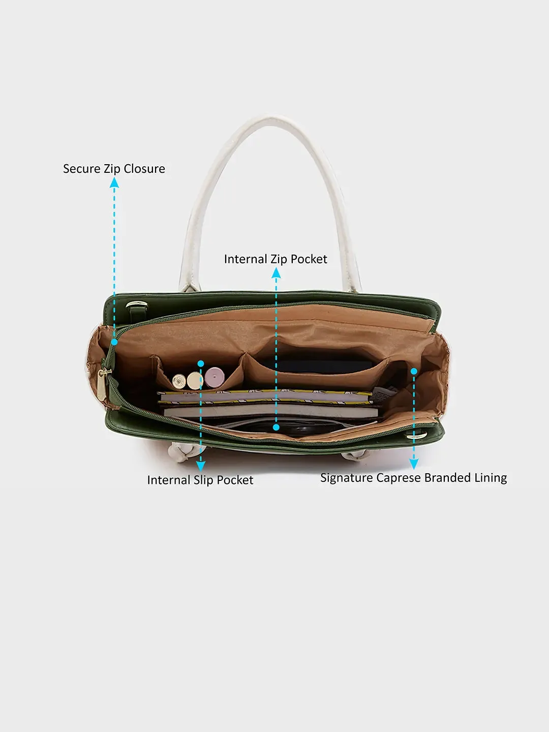 Caprese Lizzy Medium Cream Satchel Bag