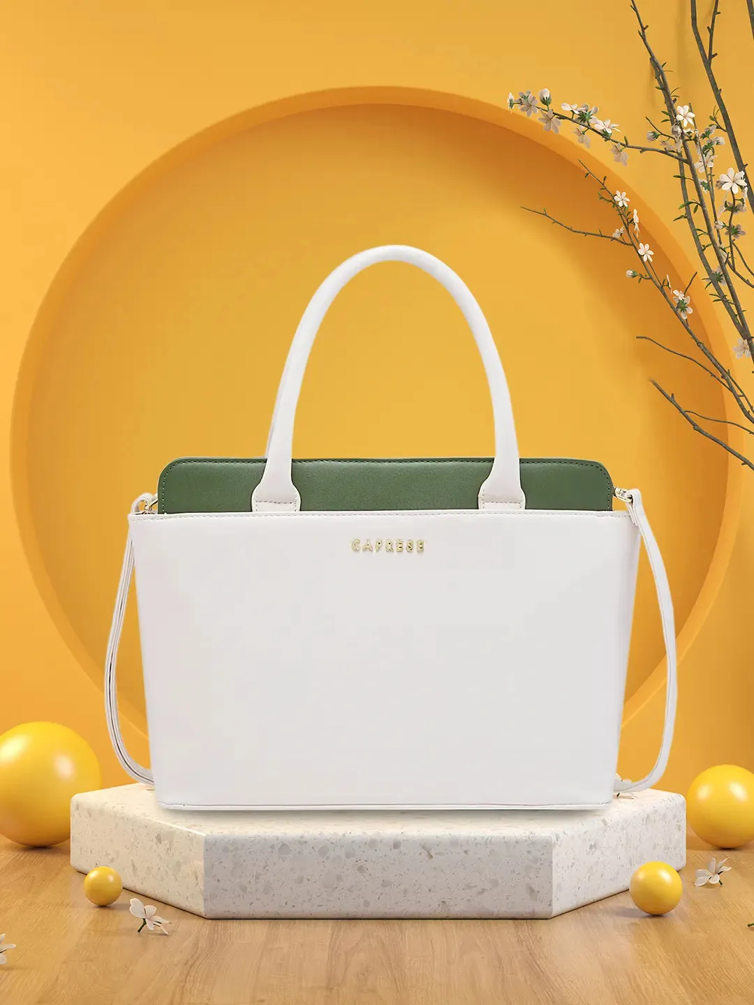 Caprese Lizzy Medium Cream Satchel Bag