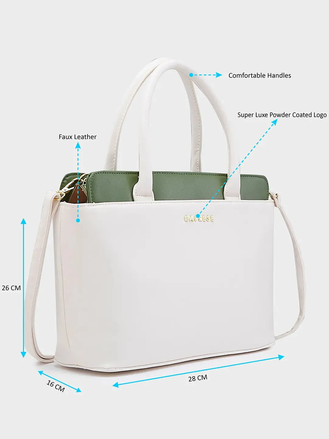 Caprese Lizzy Medium Cream Satchel Bag