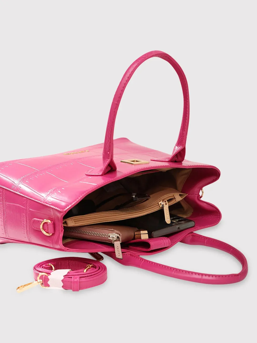 Caprese Mink Small Fuchsia Satchel Bag