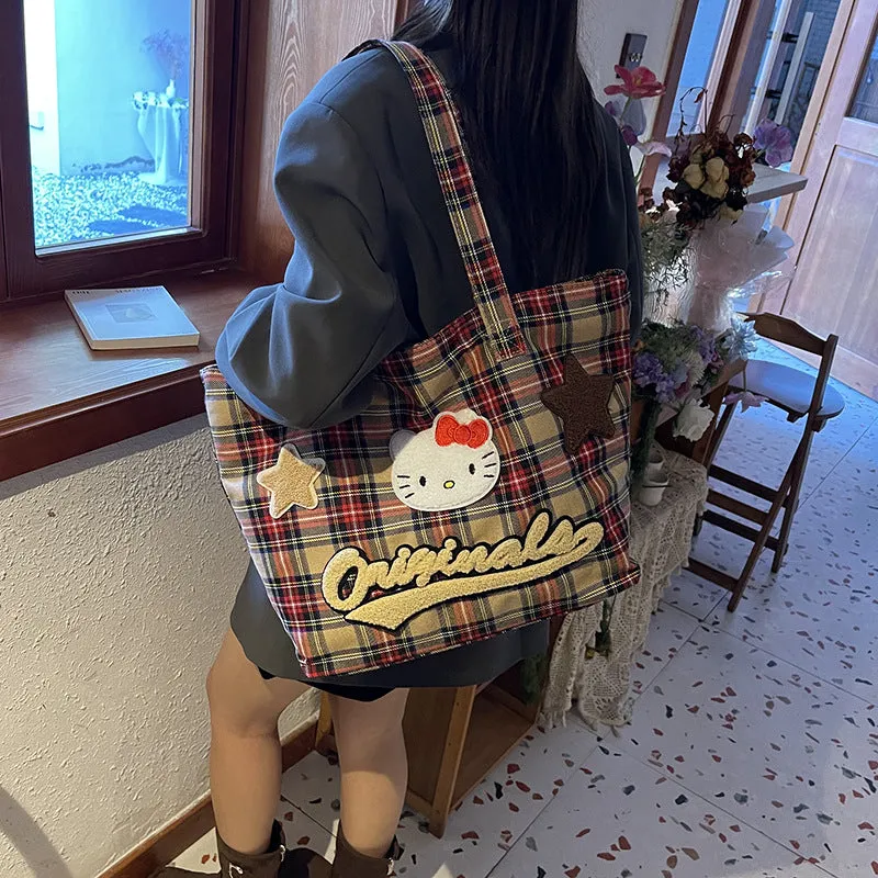 Cartoon Canvas Female Cute Cat Large Handbags