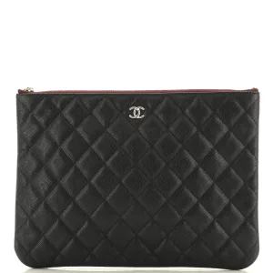 CHANEL O Case Clutch Quilted Caviar Medium