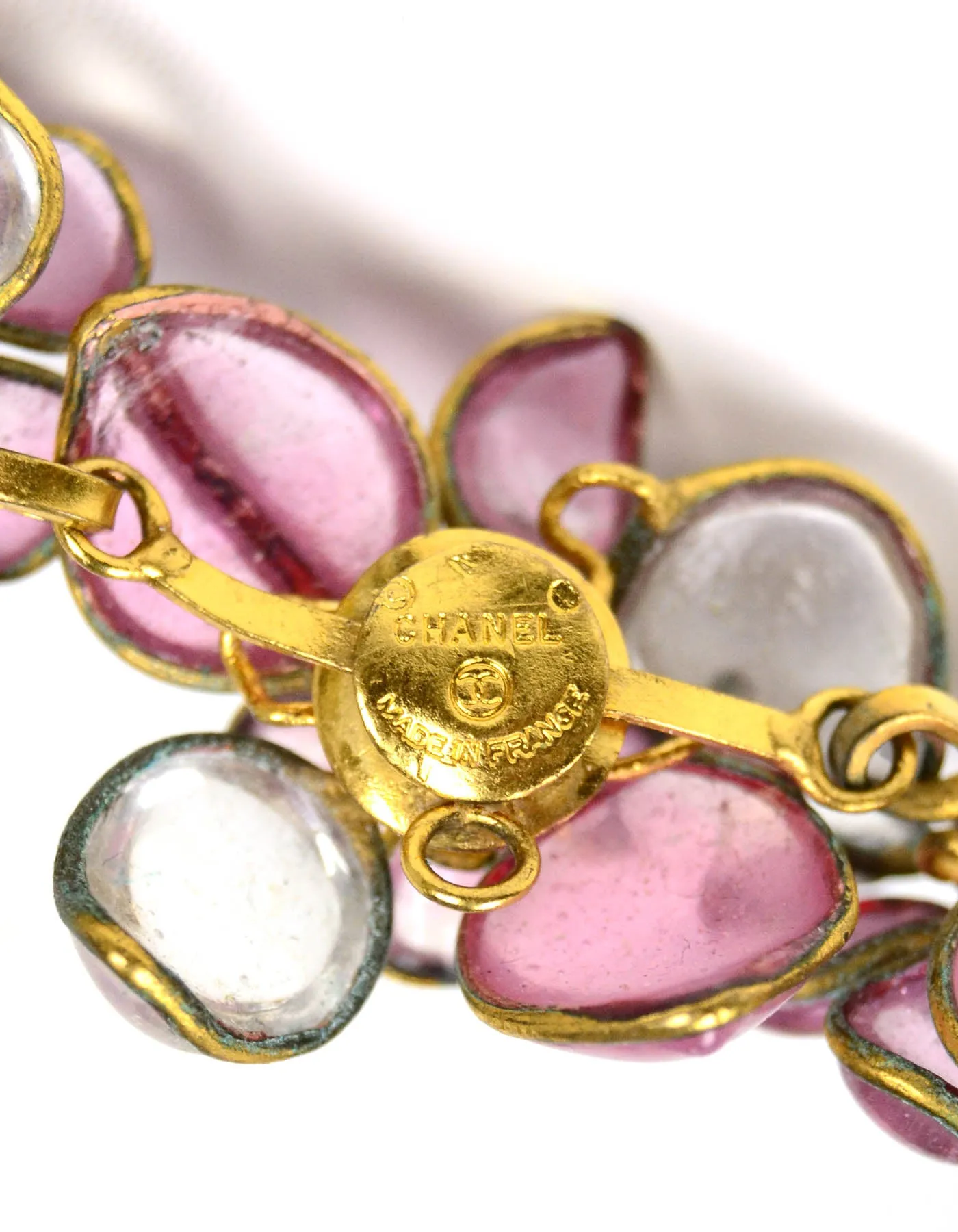 Chanel Vintage 90’s Pink Gripoix Floral Choker Necklace