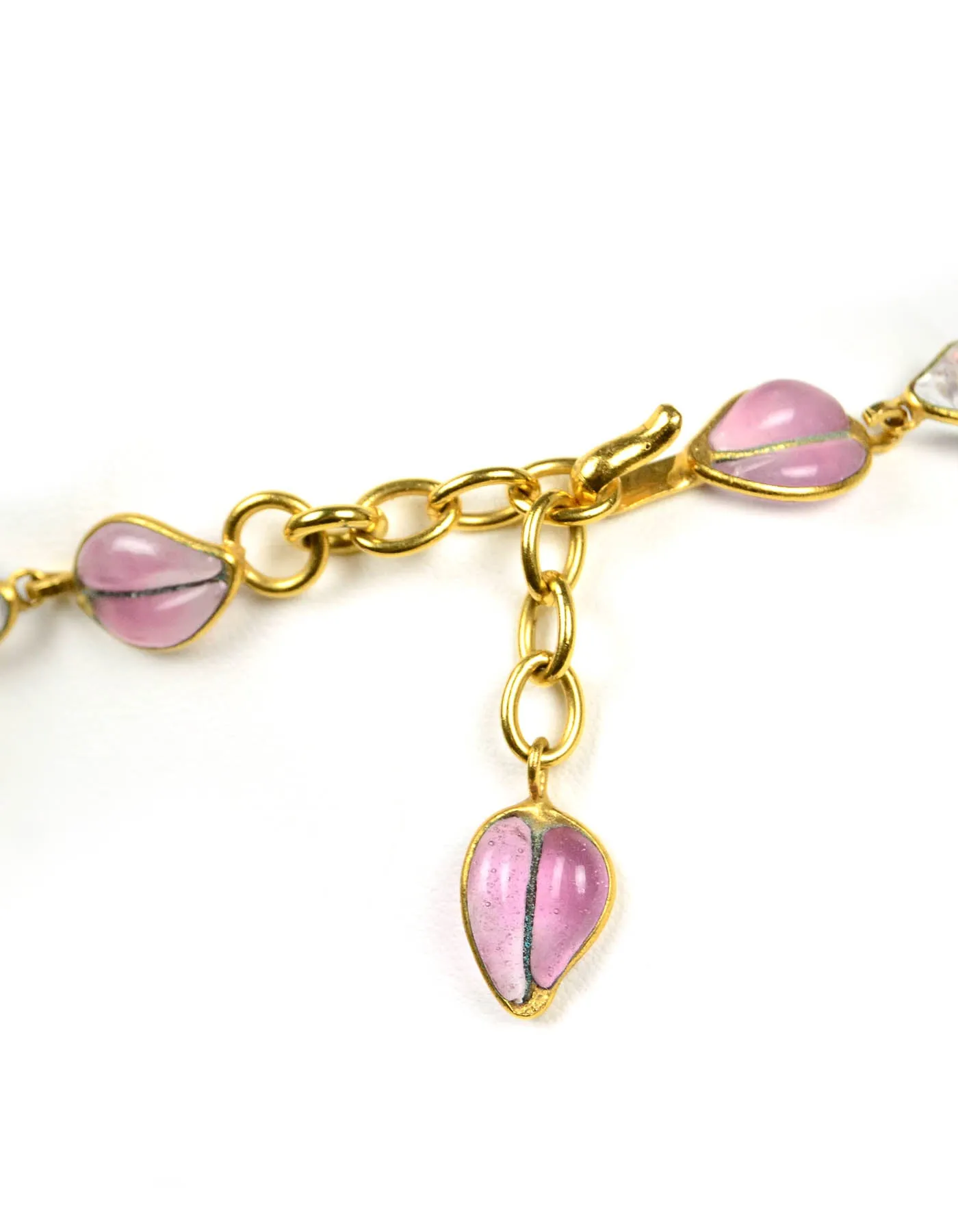 Chanel Vintage 90’s Pink Gripoix Floral Choker Necklace