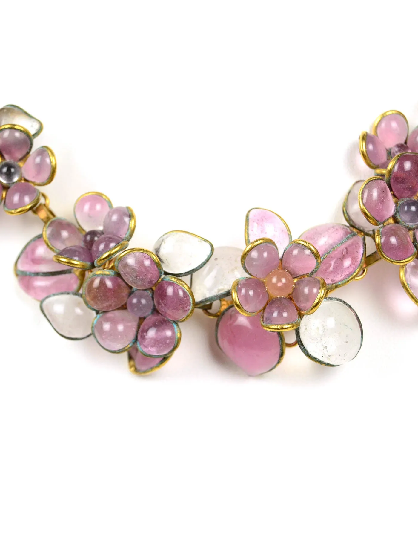 Chanel Vintage 90’s Pink Gripoix Floral Choker Necklace