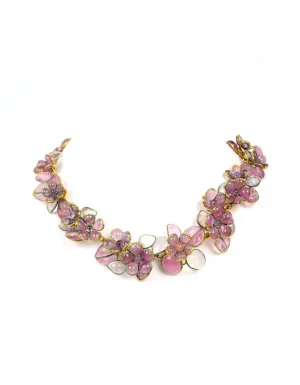Chanel Vintage 90’s Pink Gripoix Floral Choker Necklace