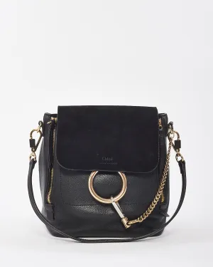 Chloé Black Suede & Calfskin Small Faye Backpack