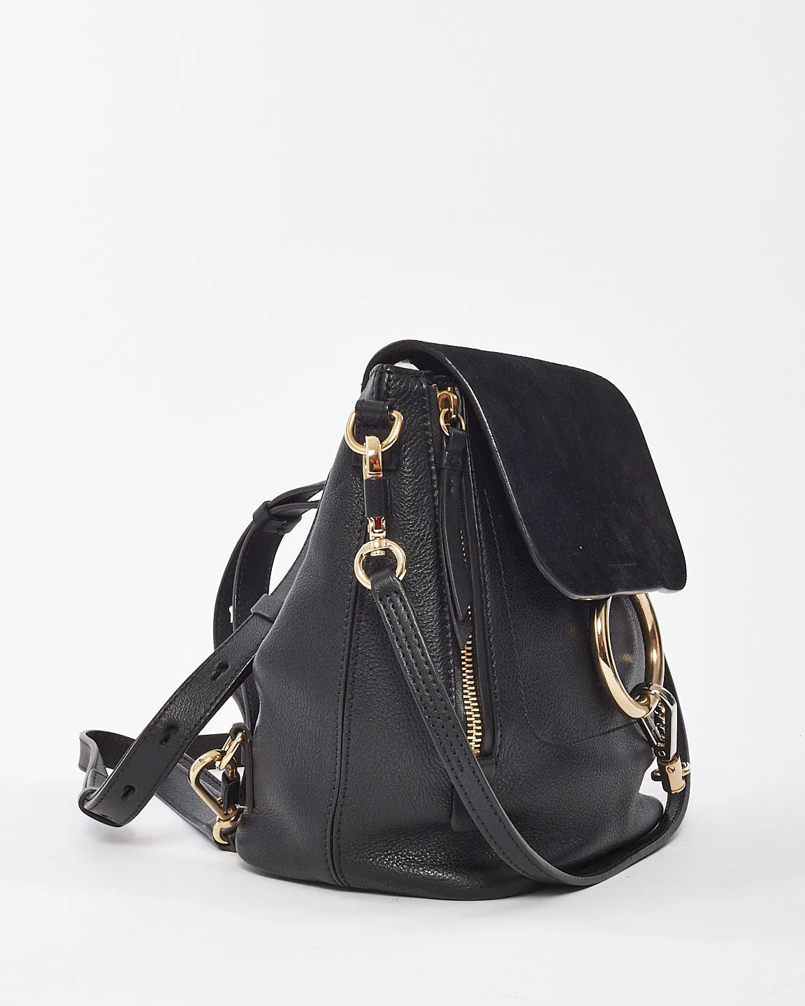 Chloé Black Suede & Calfskin Small Faye Backpack