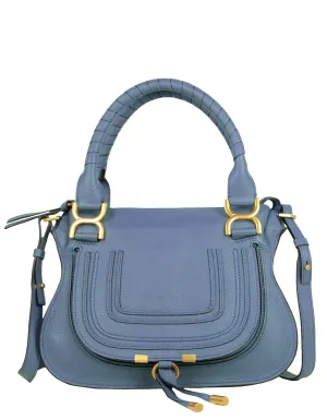 Chloe Graphite Navy Leather Small Marcie Satchel Bag
