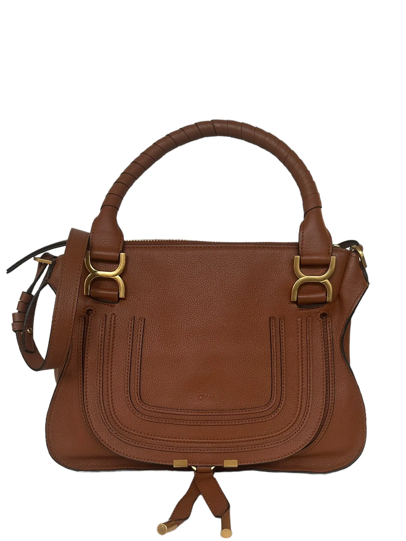 Chloe Tan Leather Medium Marcie Satchel Bag