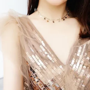 Chocker Boho Gold Color Chain Tiny Star Maxi Choker Necklace for Women Tassel necklaces pendants gargantilha collier femme colar