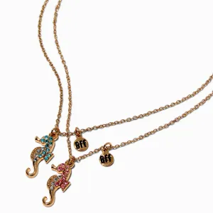 Claire's Best Friends Pavé Seahorse Pendant Necklace Set | 2 Pack | Gold