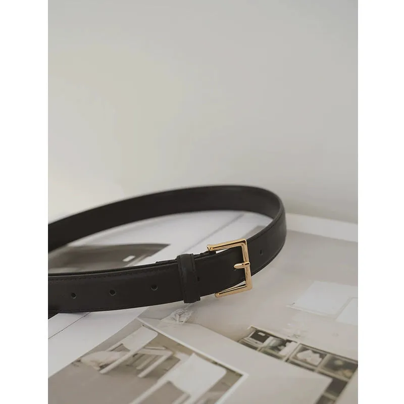 Classic Square Buckle Leather Belt