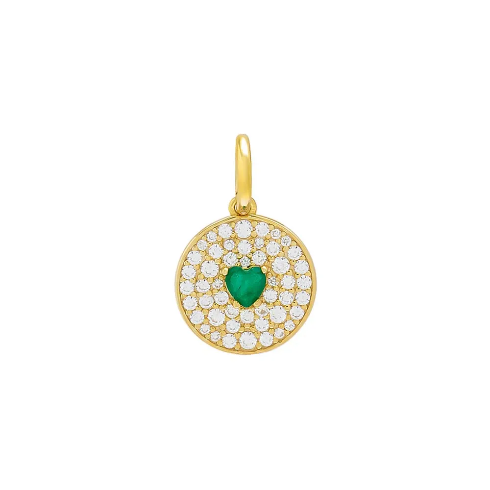Colored Heart Disc Necklace Charm