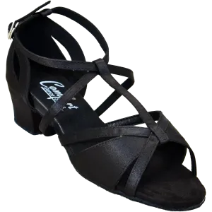 Comfort Criss Cross T-Strap - Black Satin