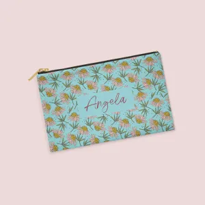 Cone Flower Personalized Zipper Pouch (on blue)