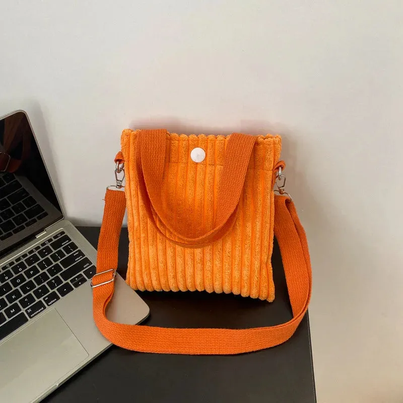 Corduroy Zipper Handbag & Crossbody Small Bags
