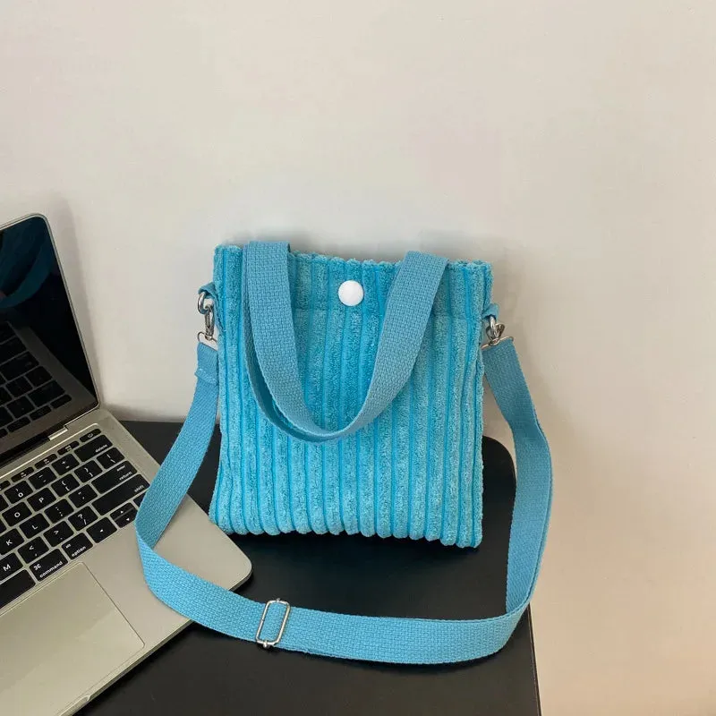 Corduroy Zipper Handbag & Crossbody Small Bags