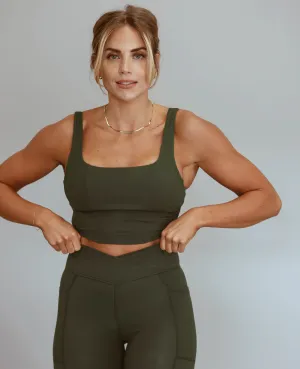 Corset Crop Bra - Duffel Green