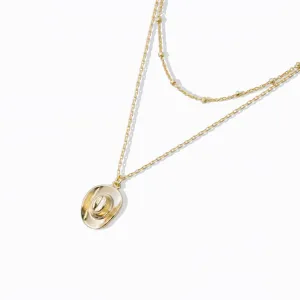 Cowboy Hat Figure Pendant Double Layer Necklace