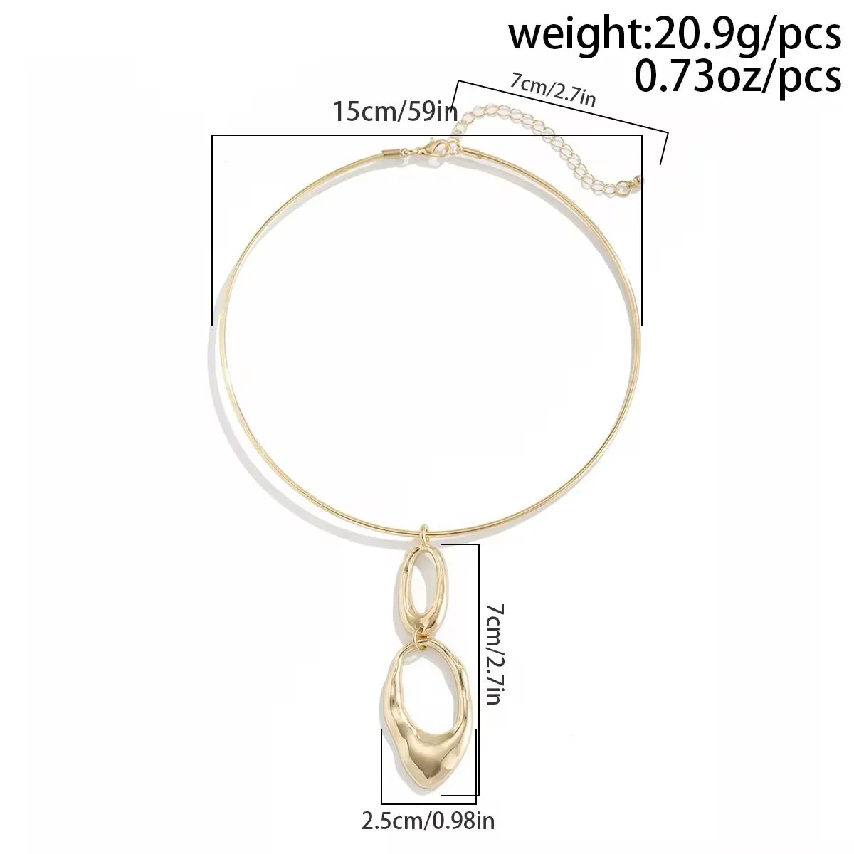 Creative Elegant Irregular Double Round Circle Pendant Necklace