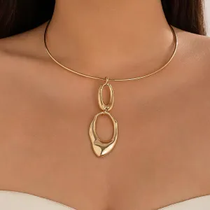 Creative Elegant Irregular Double Round Circle Pendant Necklace