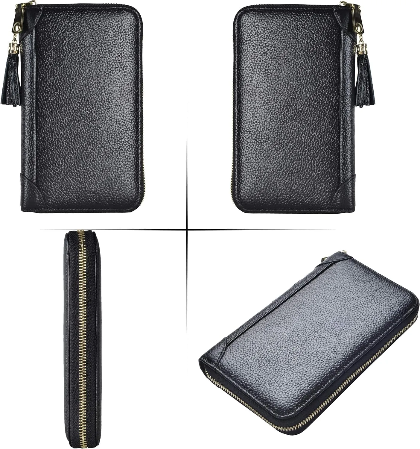 Credit Card Holder Wallet Womens Zip RFID Blocking Leather Purse