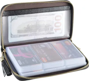 Credit Card Holder Wallet Womens Zip RFID Blocking Leather Purse