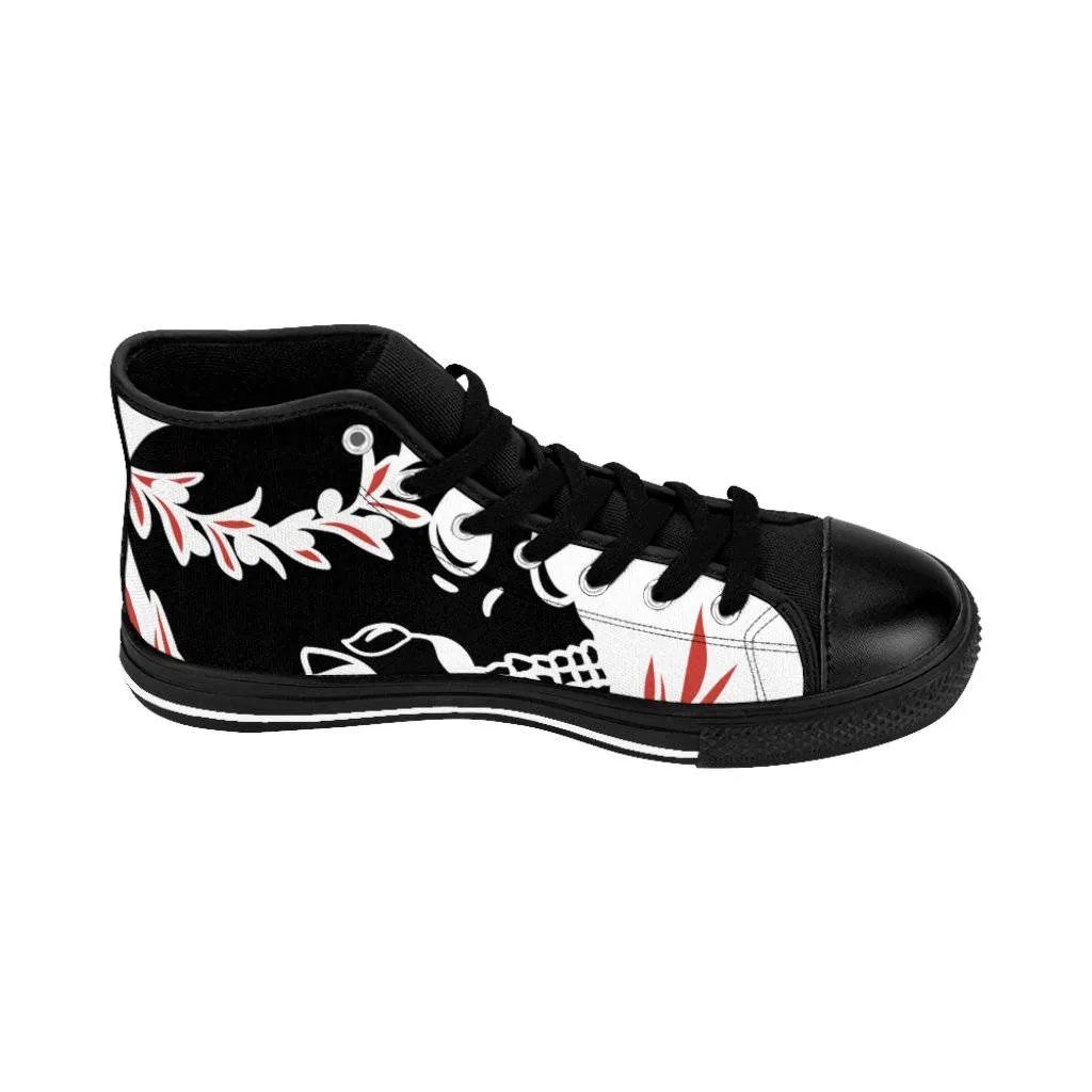 Crown flower skull Women's High-top Sneakers