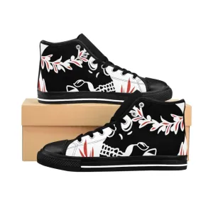 Crown flower skull Women's High-top Sneakers