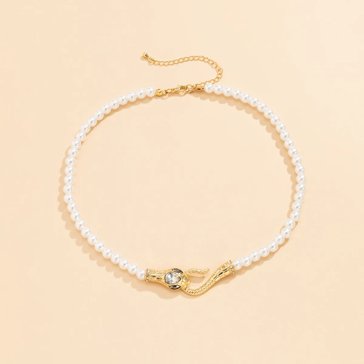 Crystal & Pearl 18K Gold-Plated Snake Necklace
