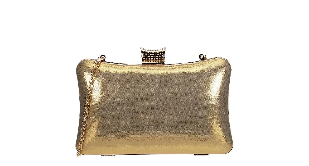 CRYSTAL BLING CURVED CLUTCH WITH CHAIN
