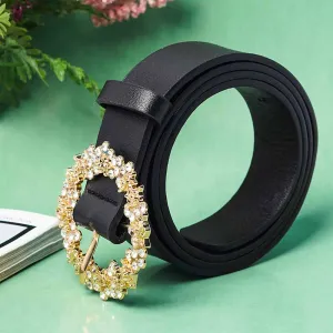 Crystal Studded Gold Ring Belt