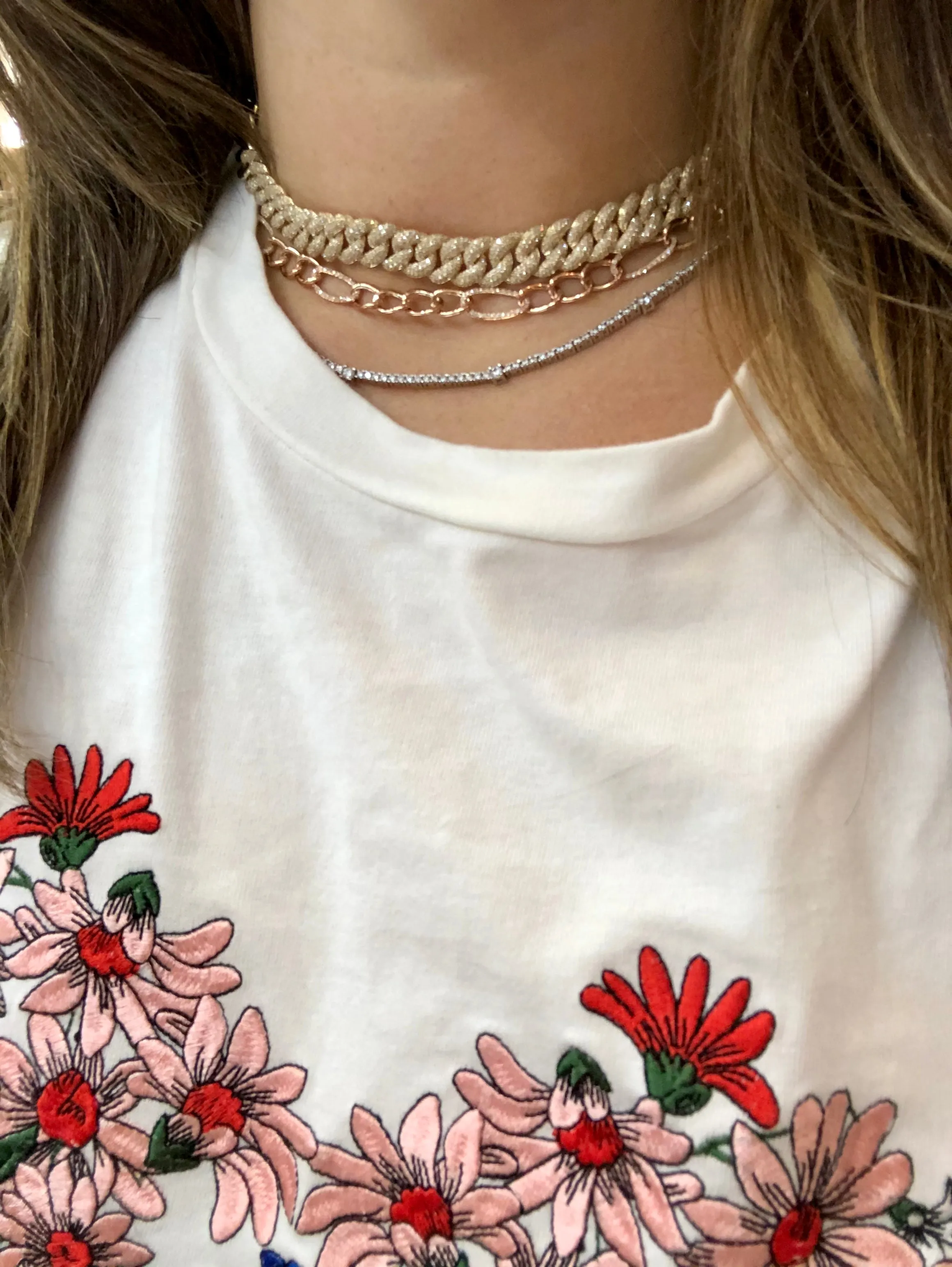 CUBAN LINK DIAMOND CHOKER NECKLACE -11mm