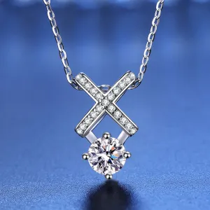 Cubic Crossed Moissanite Necklace