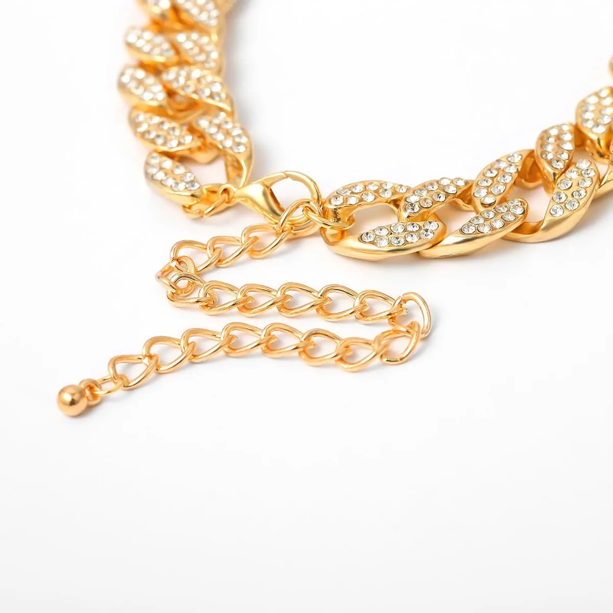 Cubic Zirconia & 18K Gold-Plated Curb Chain Choker Necklace