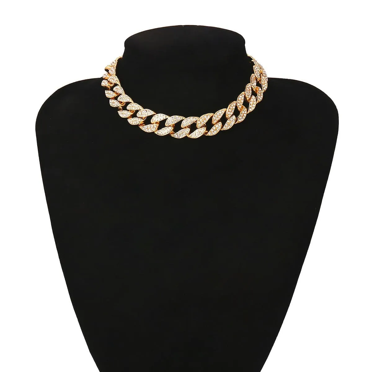 Cubic Zirconia & 18K Gold-Plated Curb Chain Choker Necklace
