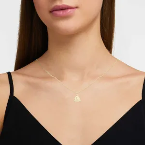 Cubic Zirconia Sail Boat Pendant 14K Gold Filled Necklace Set