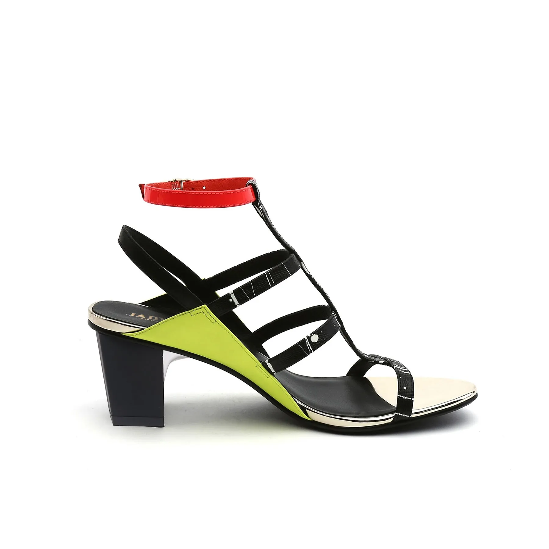 Cut-Out Leather Ankle Strap Sandal - Green