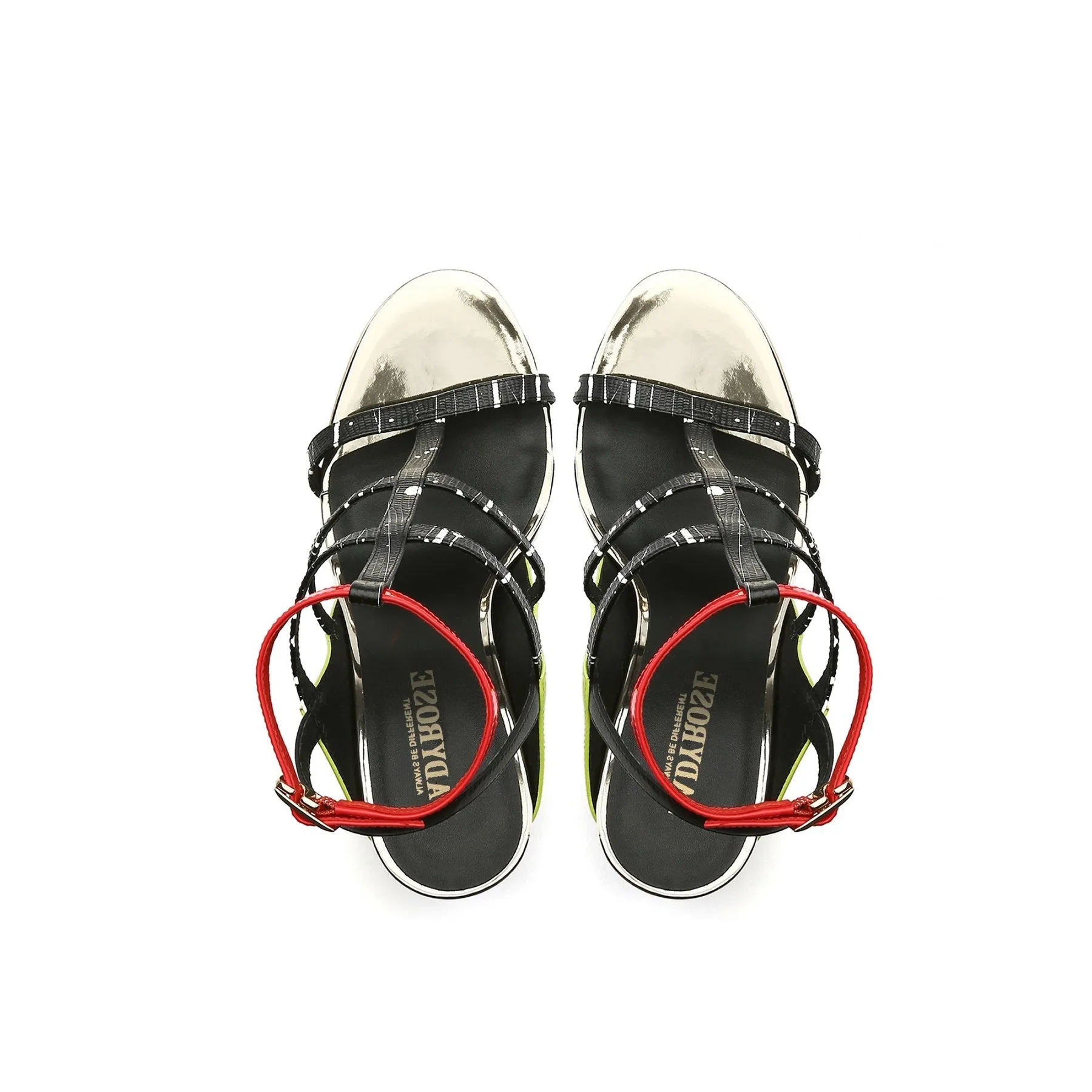 Cut-Out Leather Ankle Strap Sandal - Green