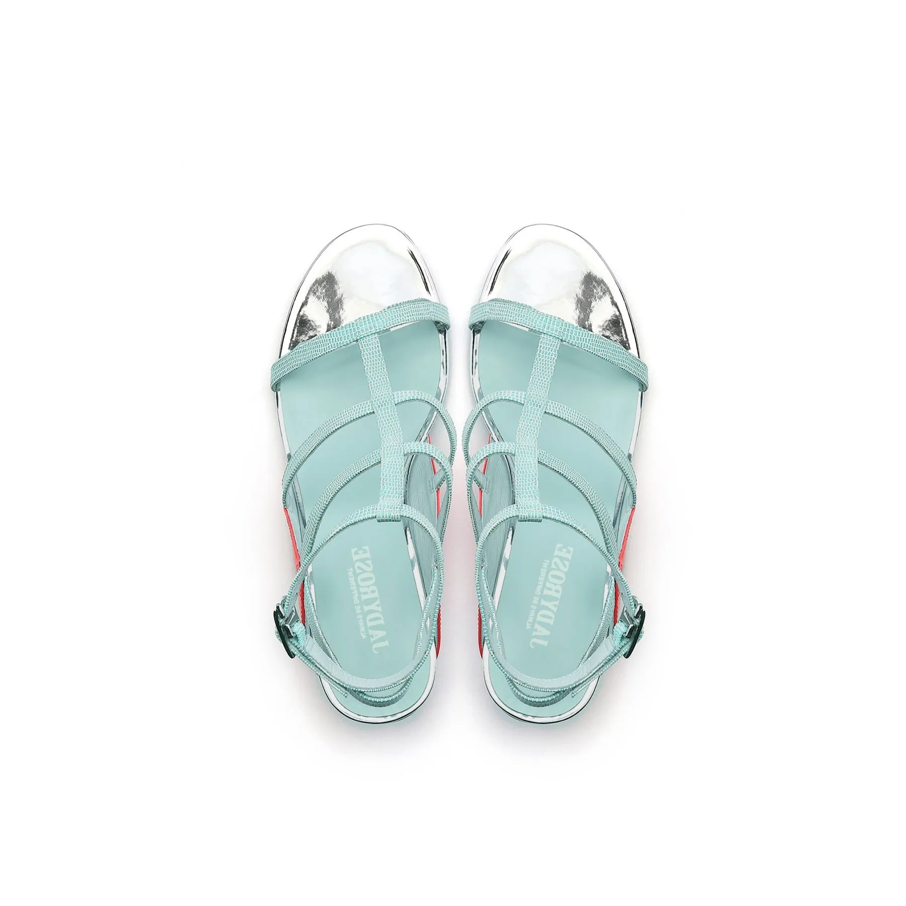 Cut-Out Leather Ankle Strap Sandal - Mint