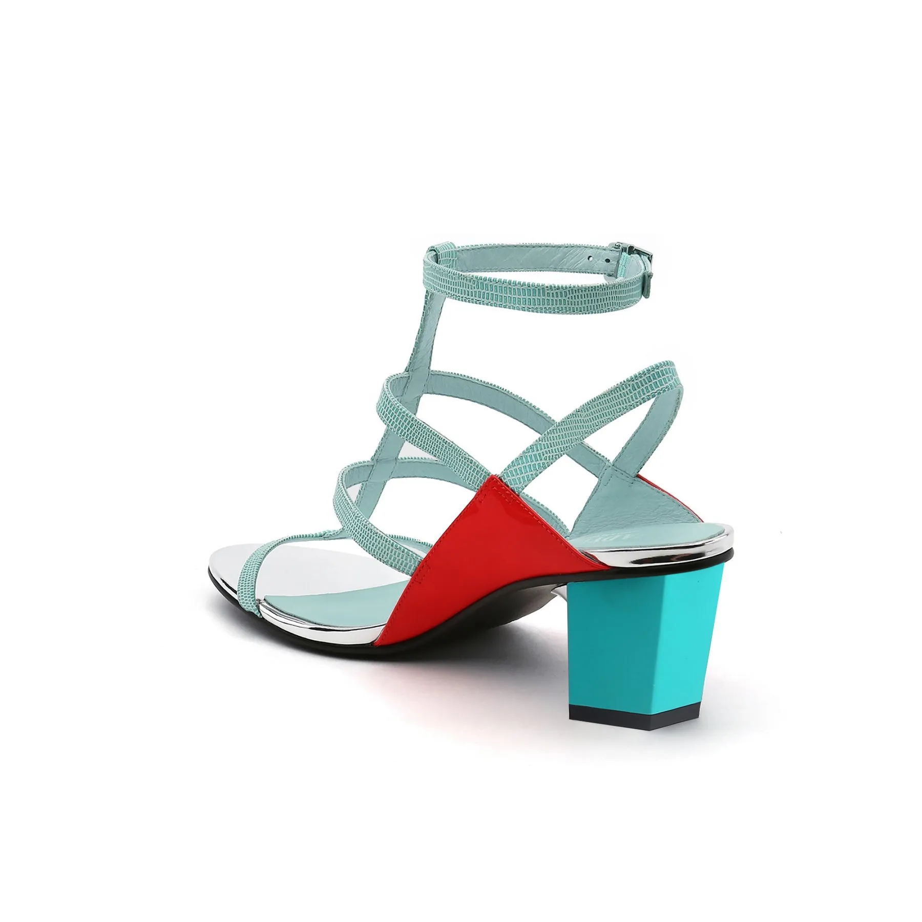 Cut-Out Leather Ankle Strap Sandal - Mint