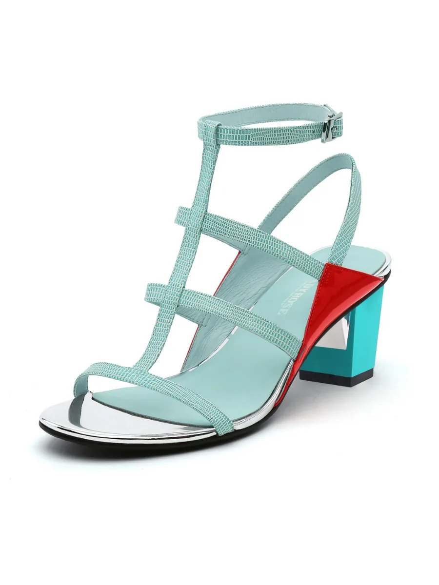 Cut-Out Leather Ankle Strap Sandal - Mint