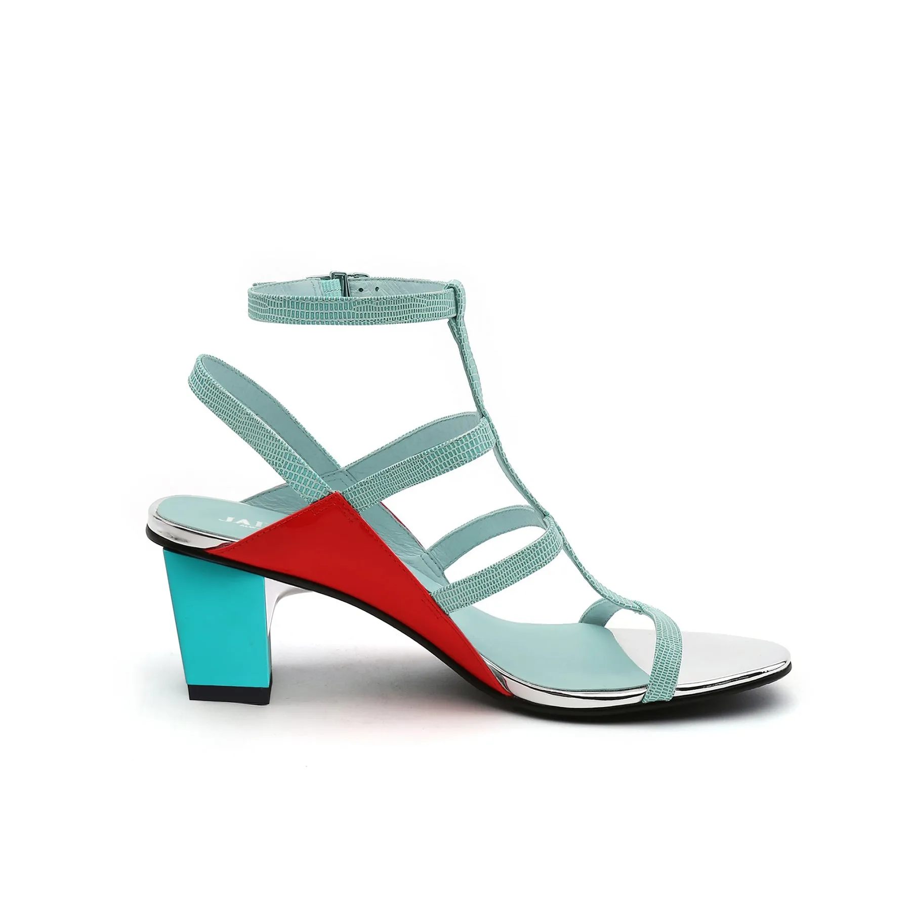 Cut-Out Leather Ankle Strap Sandal - Mint